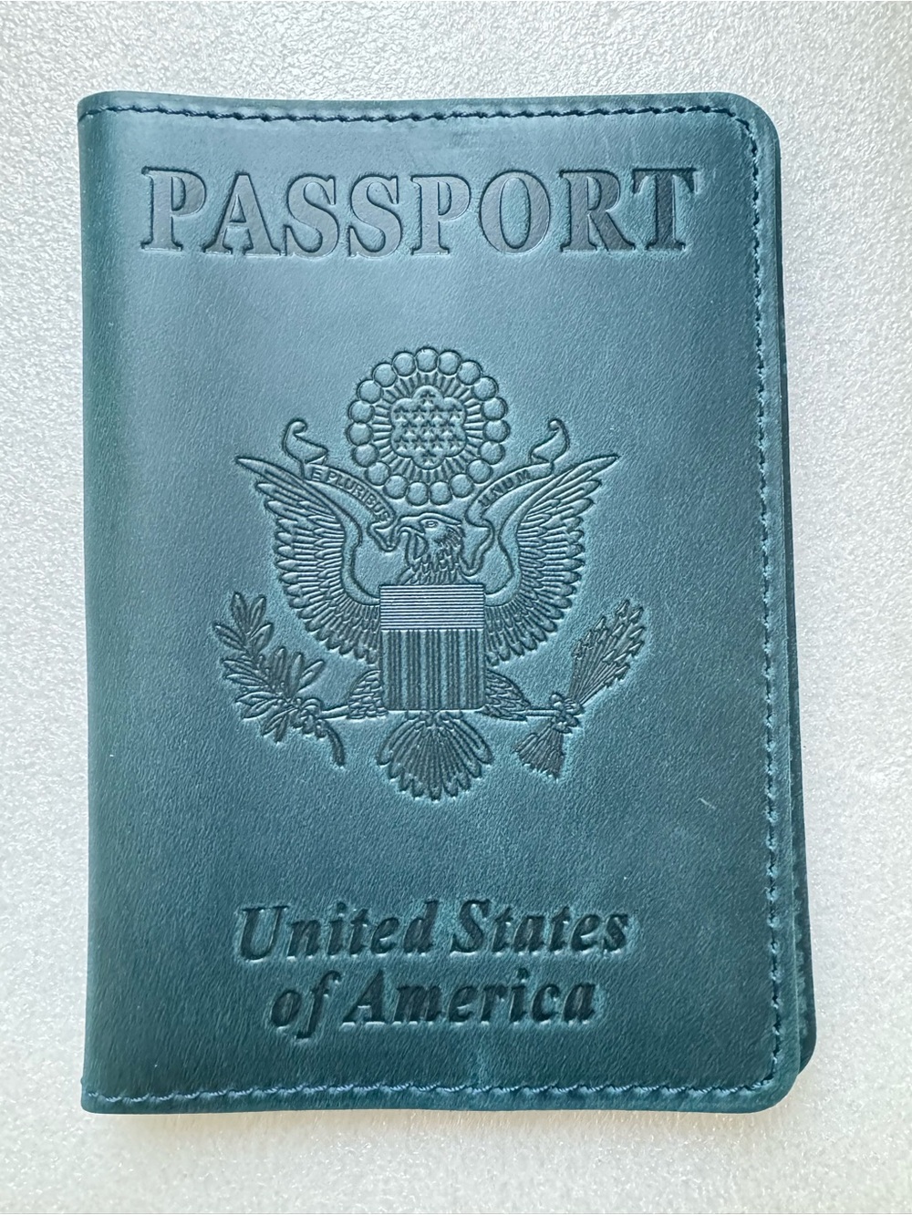 Leather Passport Holder - Teal Blue, brand new